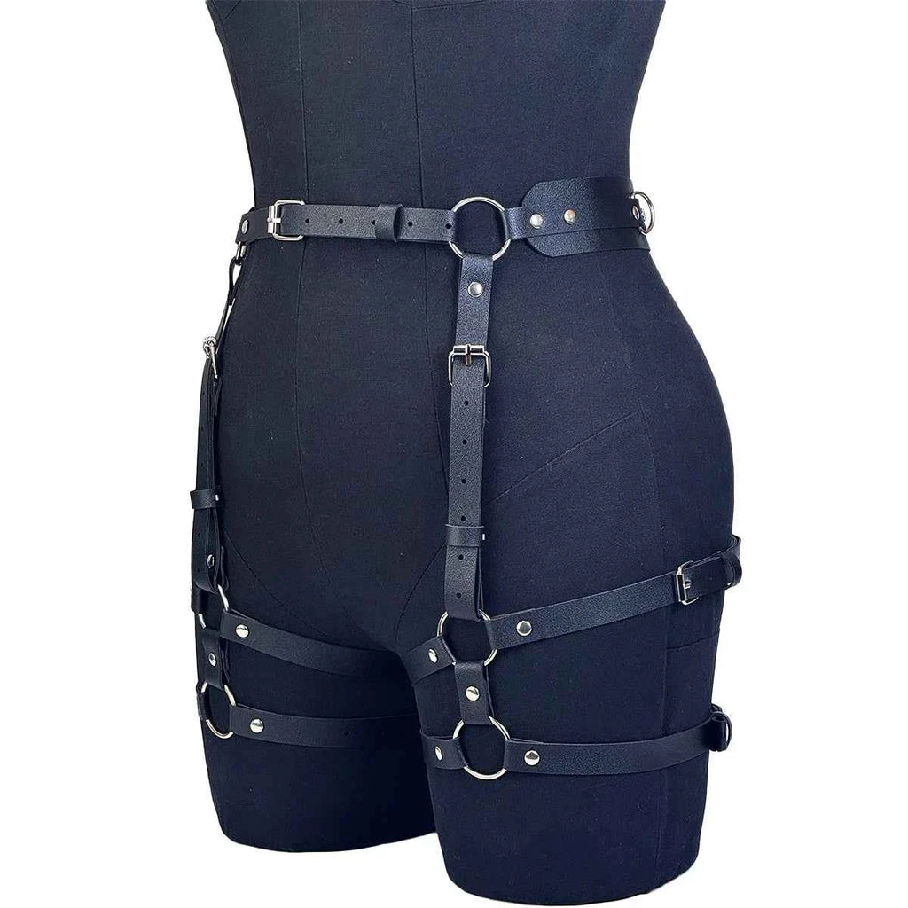 PU Leather Leg Harnesses for Women Gothic Punk Women's Leg Garter Harness Belt Adjustable PU Leather Waist Belt.