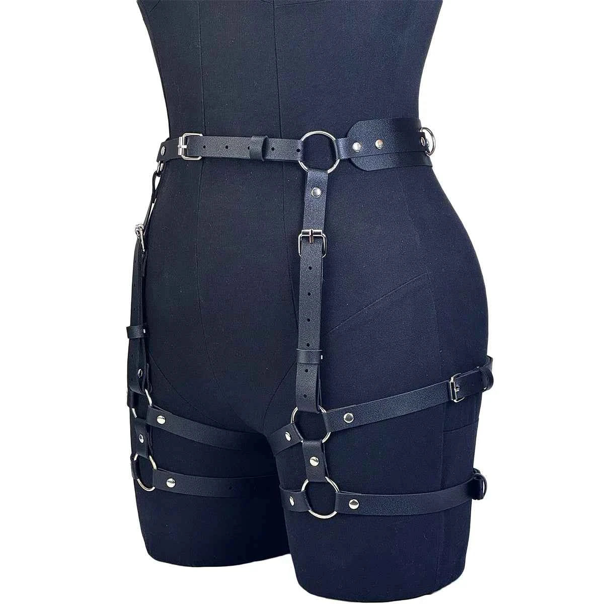 PU Leather Leg Harnesses for Women Gothic Punk Women's Leg Garter Harness Belt Adjustable PU Leather Waist Belt.