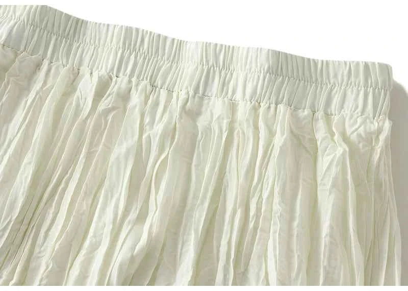 KarSaNy Long Pleated Skirts For Woman High Waist Large Hem White Skirt Summer Women's A Line Maxi Skirts For Women 2026 Long