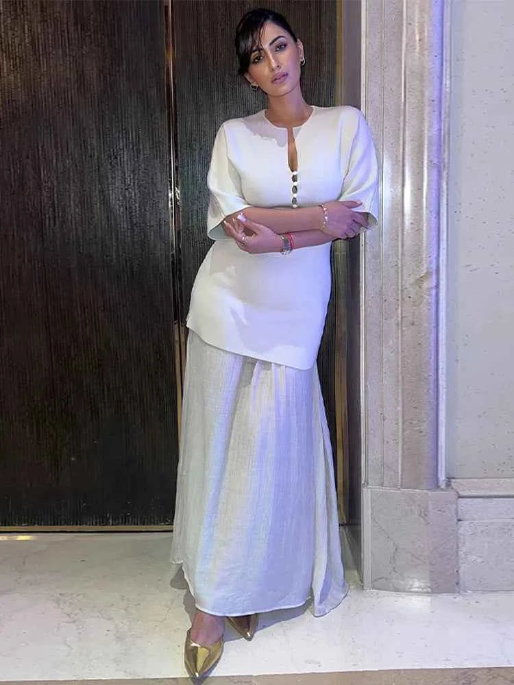 Elegant Women Patchwork Long Dress Short Sleeve O Neck Button A-Line Dresses Spring Summer Vintage Beach Vacation Casual Robes