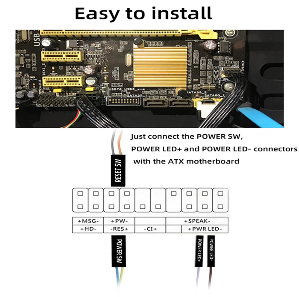 1.7m Computer External Switch +Restart+USB 2.0 PC Desktop Computer Power Control Cable USB Ports External Mouse Keyboard U Drive
