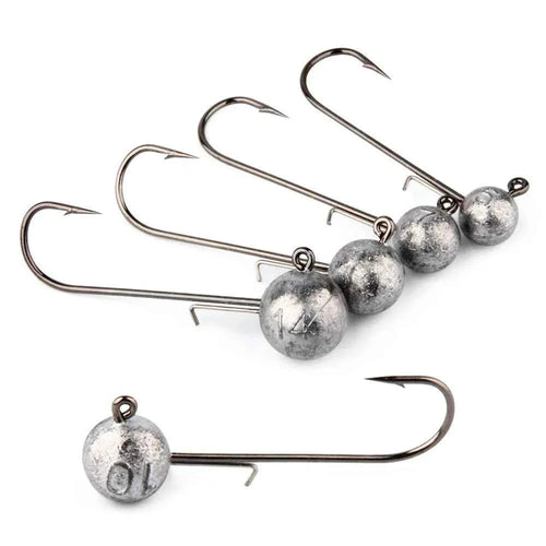 4PCS High Carbon Steel Jig Heads Fishing Hook 5g 7g 10g Long Shank round Ball Weights for Soft Lure Worm Accessory