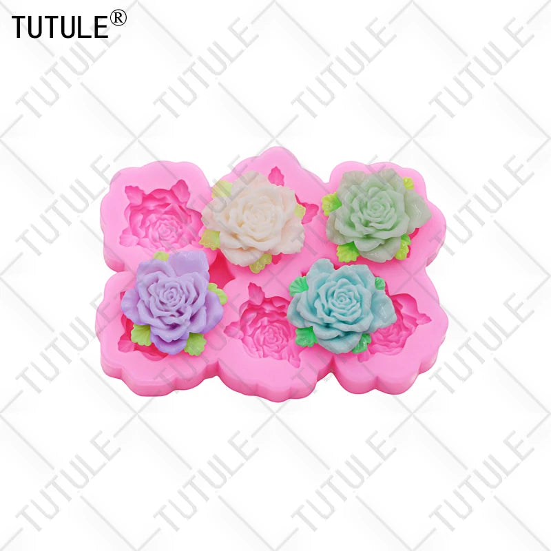 Peony Flower DIY Resin Phone Case Clay Mold 3D Peony Flower Resin Accessories Silicone Molds Flower Chocolate Fudge Cake Mold