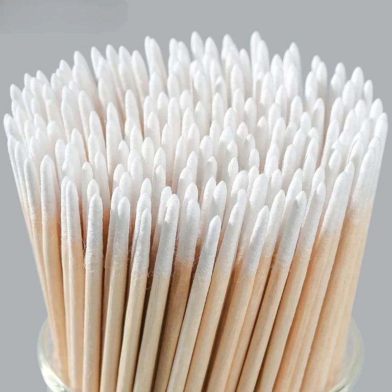 1000/200/100PCS Micro Wood Cotton Swabs Eyelash Extension Cleaning Tools Disposable Cosmetic Brush Buds for Beauty & Makeup