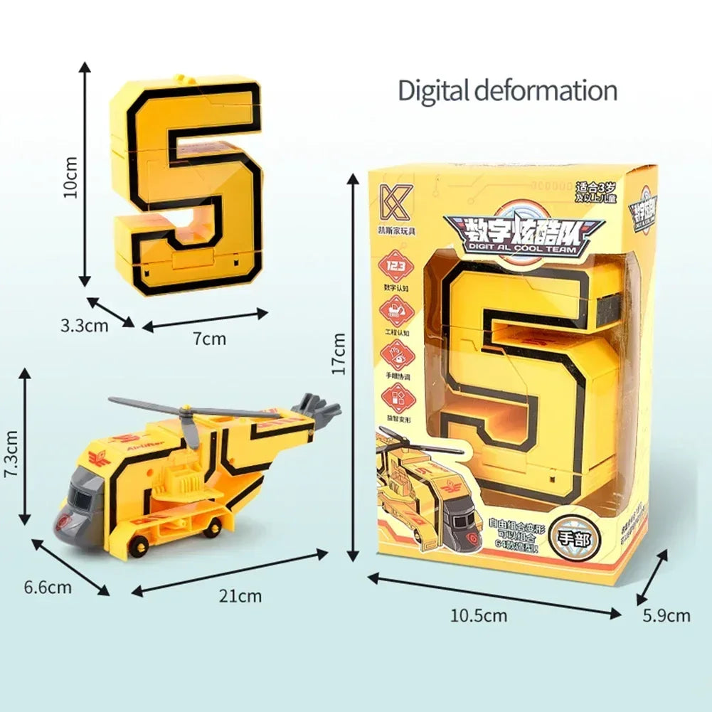 Kids Educational Deformation Toys: Digital Number Bots & Tank Warrior Transformation Robots