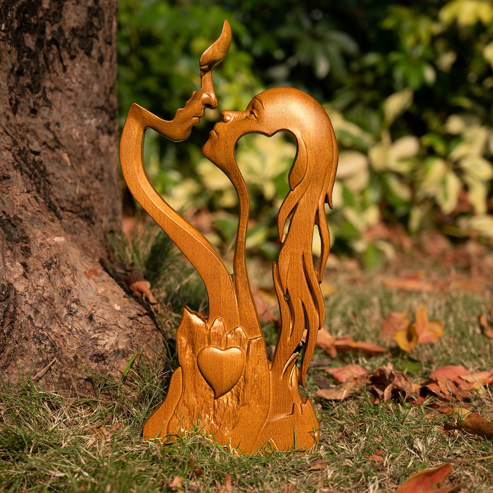 Eternal Love Home Decor Wooden Decor, Tabletop Sculpture, Couple Kissing Love Art, Statue, Couple Gift