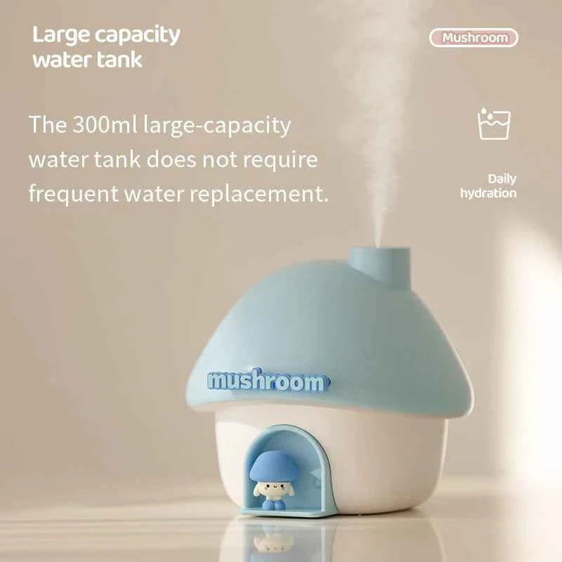 Cartoon Air Humidifier 300ml Mini Essential Oil Aroma Diffusers Colorful Lighting Cute Mushroom House Home Ultrasonic Humidifier