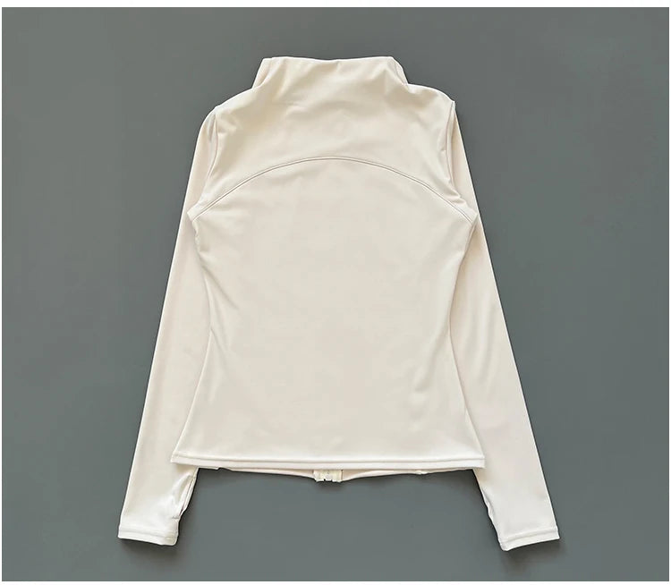 athletic slim fit quick drying zipper running jacket women dryfit outer wear yoga training fitness jacket with thumb hole