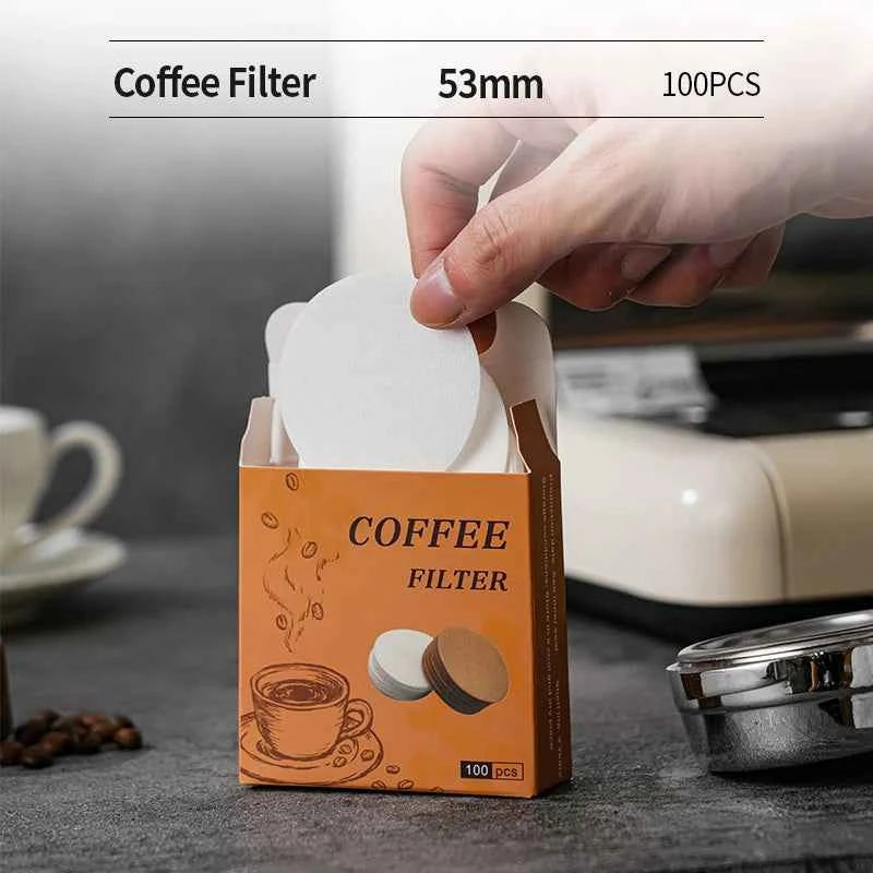 100 Pcs Coffee Paper Filter for Espresso Coffee Maker, 51/53/58mm Unbleached Espresso Filter Puck Screen Portafilter Paper