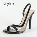 Liyke Sexy Slingback Sandals Women 2026 Summer Fashion Cozy Open Toe Slip On Back Strap Shoes Red High Heels Sandalias De Mujer