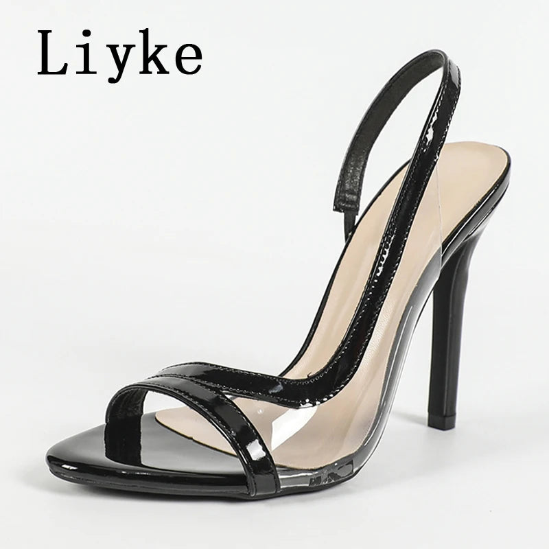 Liyke Sexy Slingback Sandals Women 2026 Summer Fashion Cozy Open Toe Slip On Back Strap Shoes Red High Heels Sandalias De Mujer