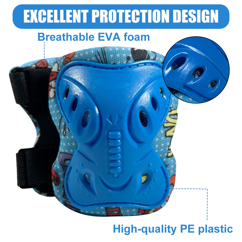 Kids Protective Gear Set - Knee & Elbow Pads & Wrist Guards for Ages 3-12 | Adjustable Safety Pads for Skateboarding, Cycling