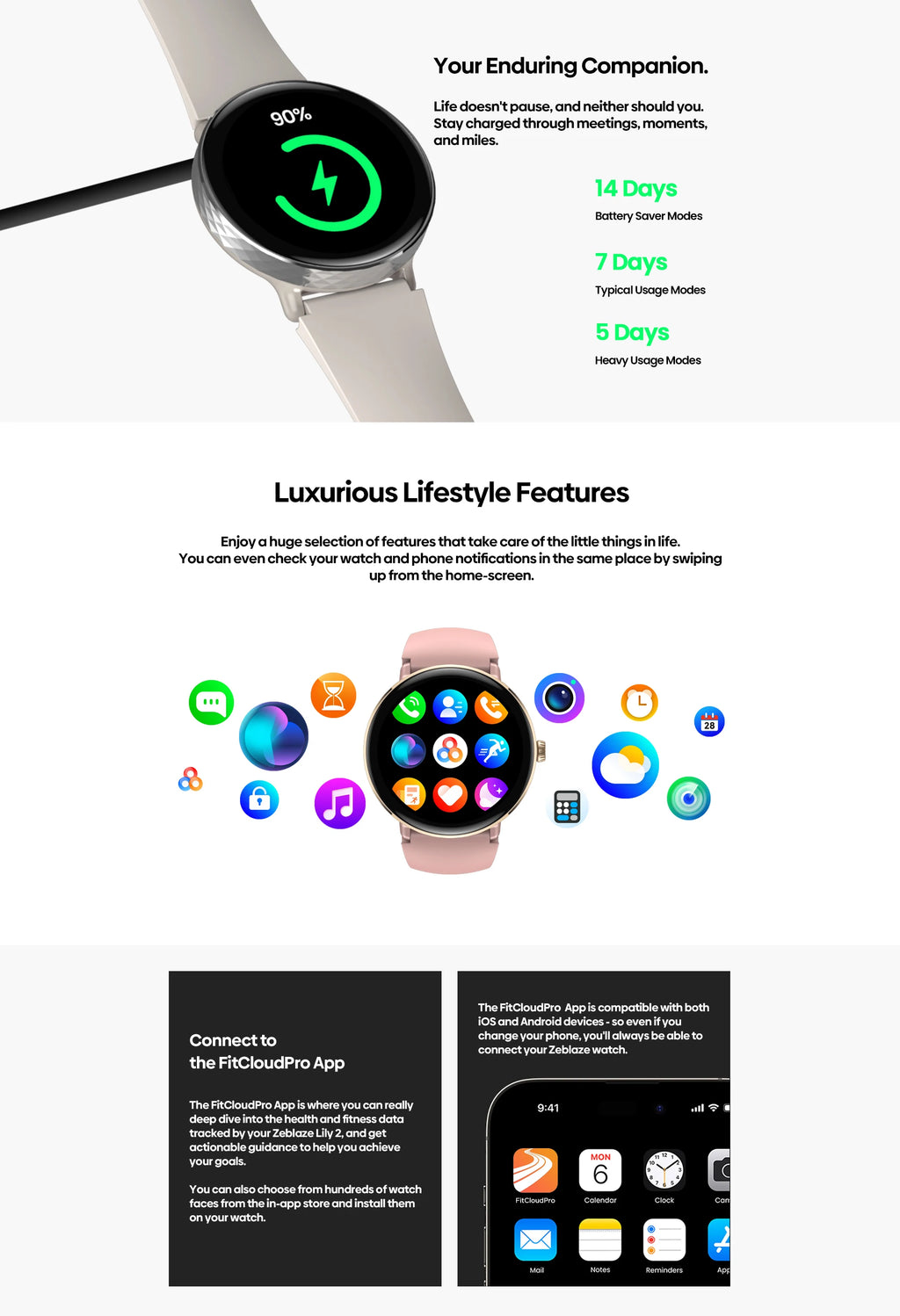 NEW 2025 Zeblaze Lily 2 Bluetooth Calling Smartwatch 1.2" AMOLED Screen Double Straps Health Monitoring Smart Watch for Women
