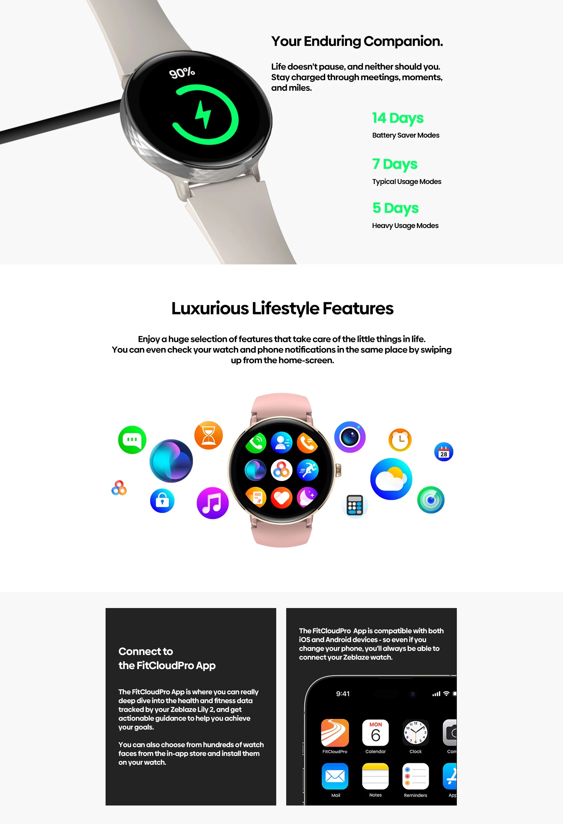 NEW 2025 Zeblaze Lily 2 Bluetooth Calling Smartwatch 1.2" AMOLED Screen Double Straps Health Monitoring Smart Watch for Women