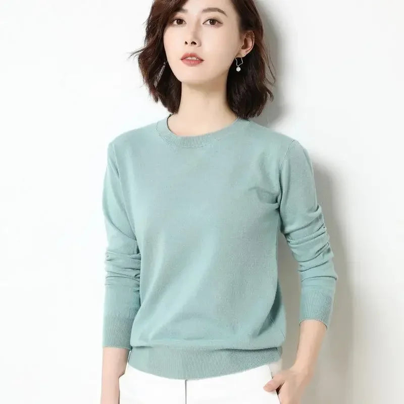 Women Sweaters 2026 O-neck Long Sleeve Autumn Winter Pullovers Fashion Korean Sweaters Bottoming Shirts Slim Knitwear Jumpers