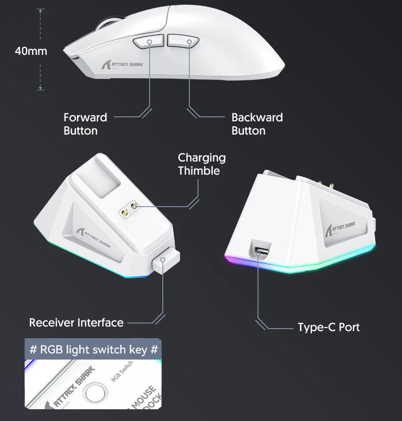 Attack Shark X11 & X11se Wireless Gaming Mouse,Bluetooth Tri-Mode Connection, PixArt PAW3311,Touch Magnetic Charging Base
