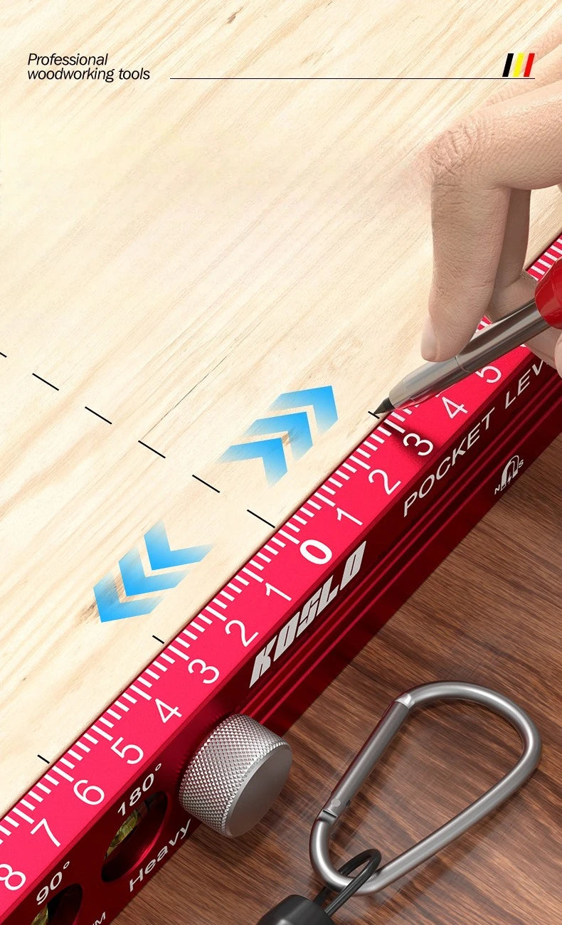 Woodworking ToolsRuler Precision Pocket Ruler Slide Ruler Inch/Metric T-Track Metal Slide Stops Aluminum Precision Rulerler