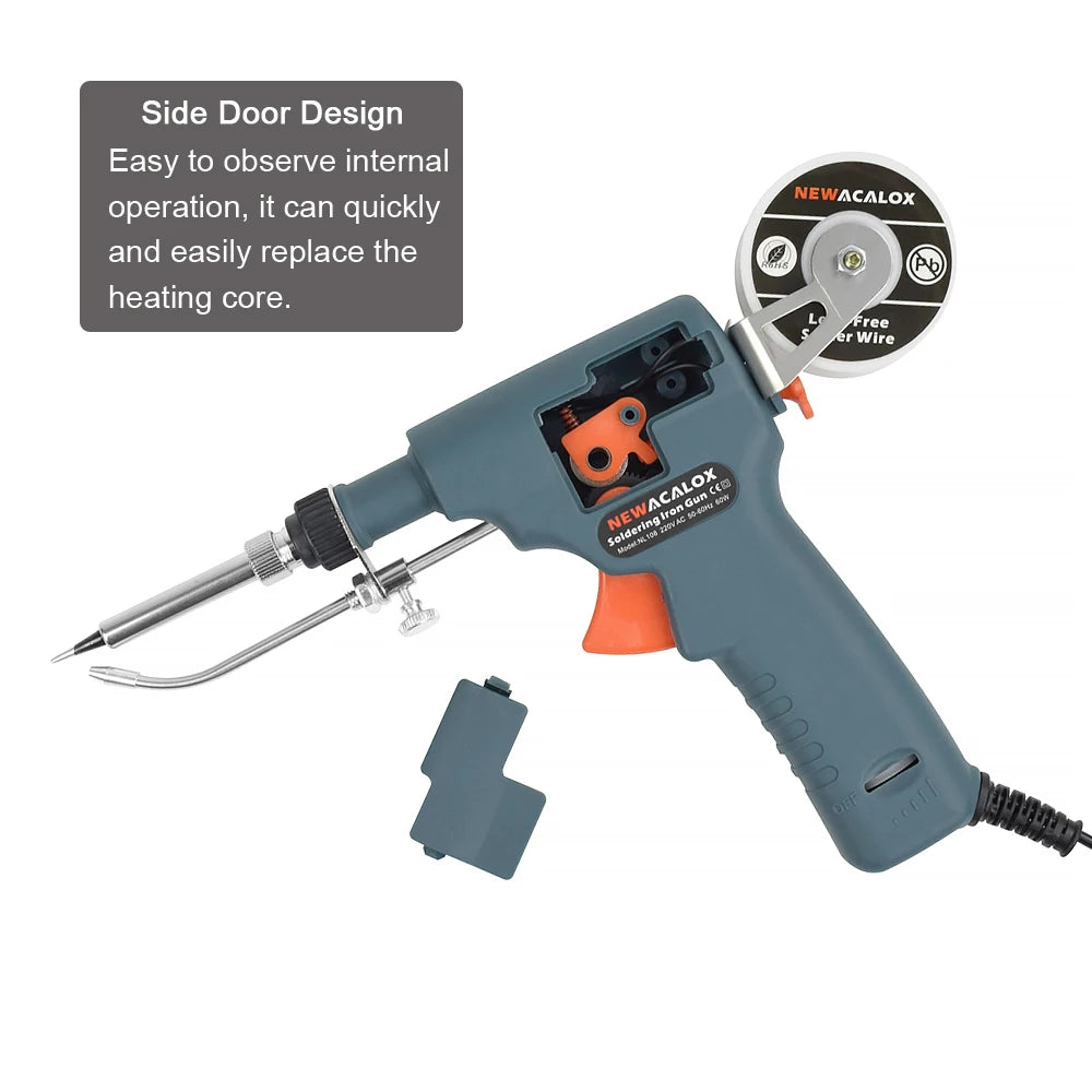 NEWACALOX Soldering Iron Kit Industrial Automatic Solder Feeding with Temp Adjust, 60W Soldering Gun with 50g Soldering Wires