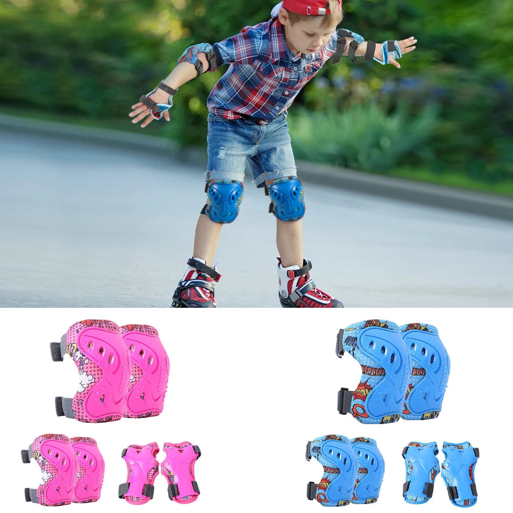 Kids Protective Gear Set - Knee & Elbow Pads & Wrist Guards for Ages 3-12 | Adjustable Safety Pads for Skateboarding, Cycling