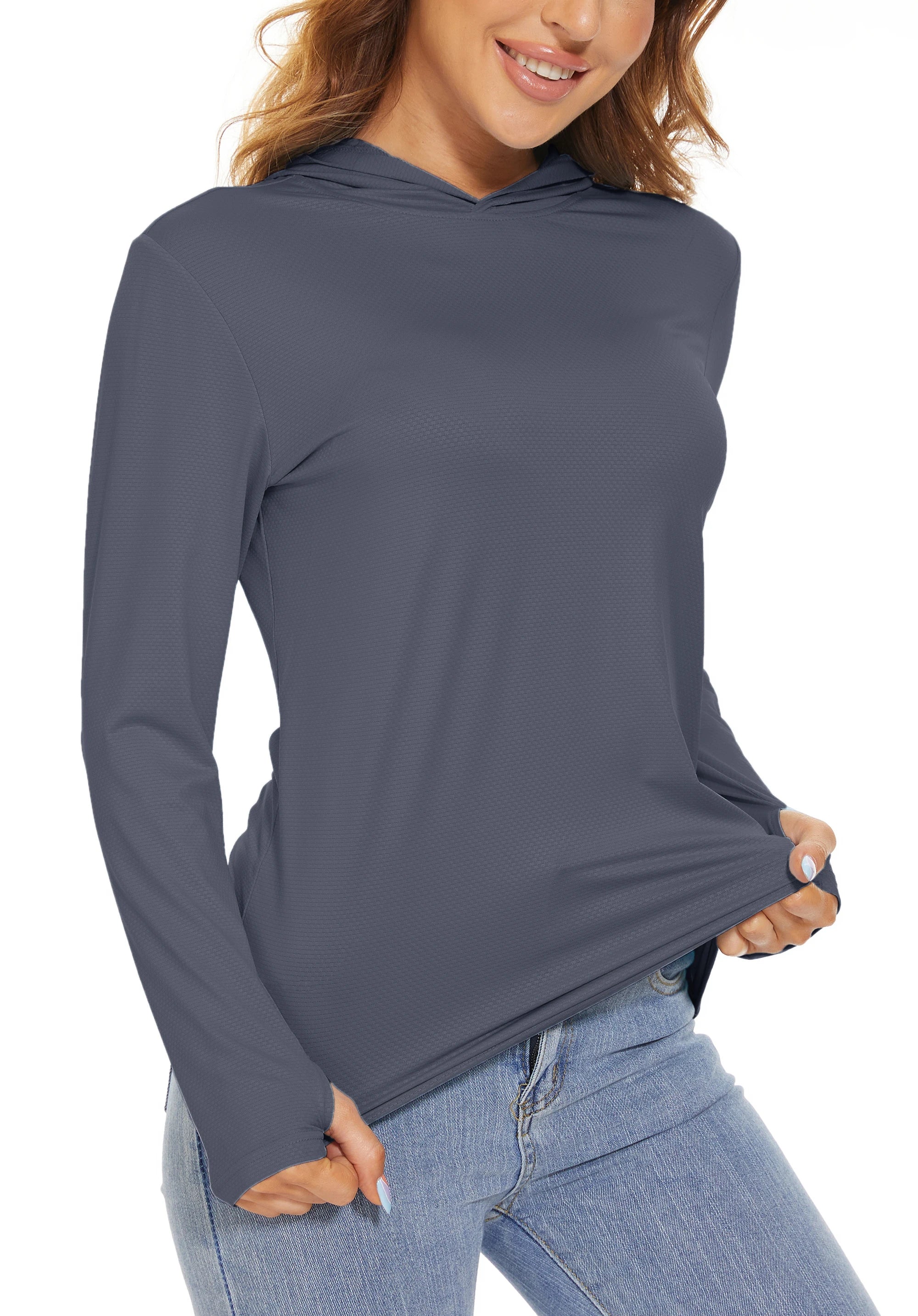TACVASEN Summer UV/Sun Protection Outdoor Hooded T-shirt Women's Hoodie Shirt UPF 50+ Long Sleeve Fishing Hiking Athletic Shirts