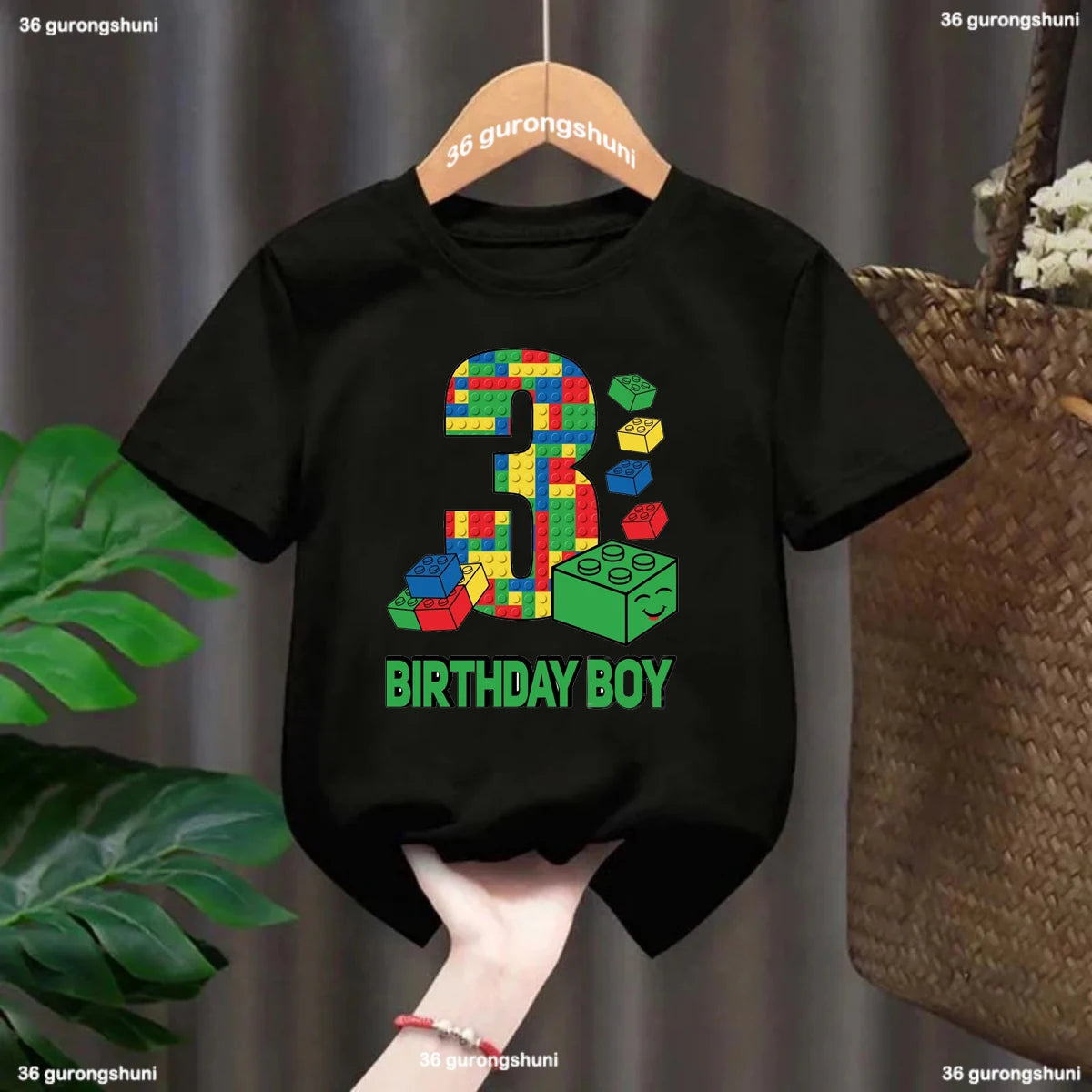 Building Blocks 1-10 Birthday Boys T-shirt Funny Block Graphic Print Toddler T-shirt Gifts kids Birthday Party Clothing T-shirt