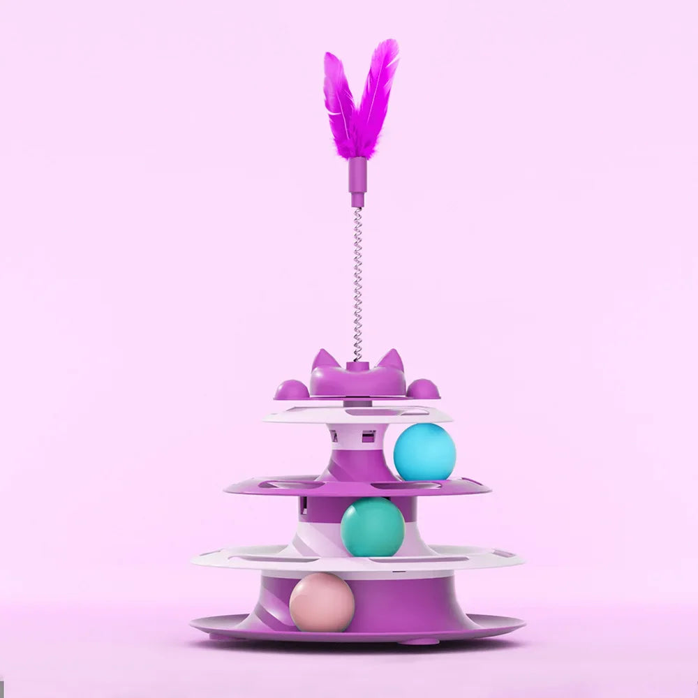 Purple Color Interactive Cat Turntable Ball Toy – Battery-Free Fun