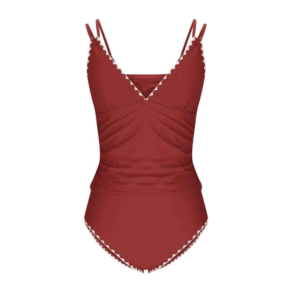 S - XXL New 10 Colors V Neck Tankini Bikini Women Swimwear Female Swimsuit Two-pieces Bikini set Bather Bathing Suit Swim K6770