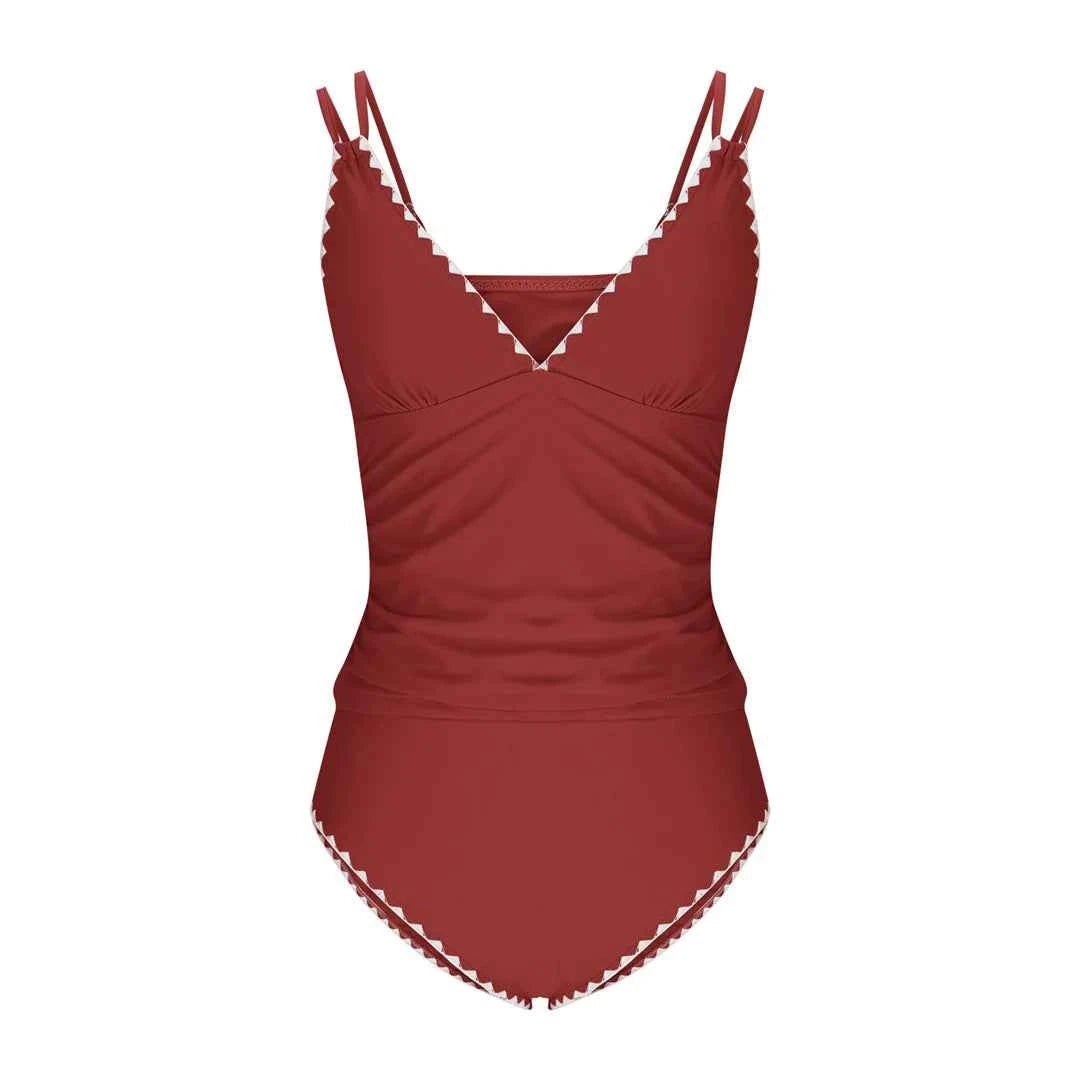 S - XXL New 10 Colors V Neck Tankini Bikini Women Swimwear Female Swimsuit Two-pieces Bikini set Bather Bathing Suit Swim K6770