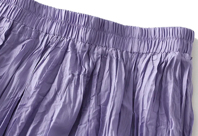 Light Luxury Irregular Slimming Pleated  A-line Skirt for Women High Waist Solid Color Loose Fashion Skirts Casual  Spring New
