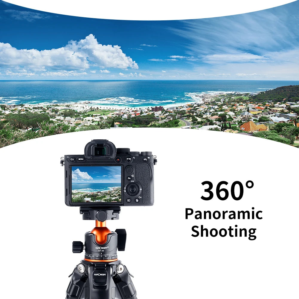 K&F CONCEPT Professional Tripod Ball Head 360° Rotation Panoramic 1/4" to 3/8" Srew Adapters BallHead for Tripod Monopod Camera