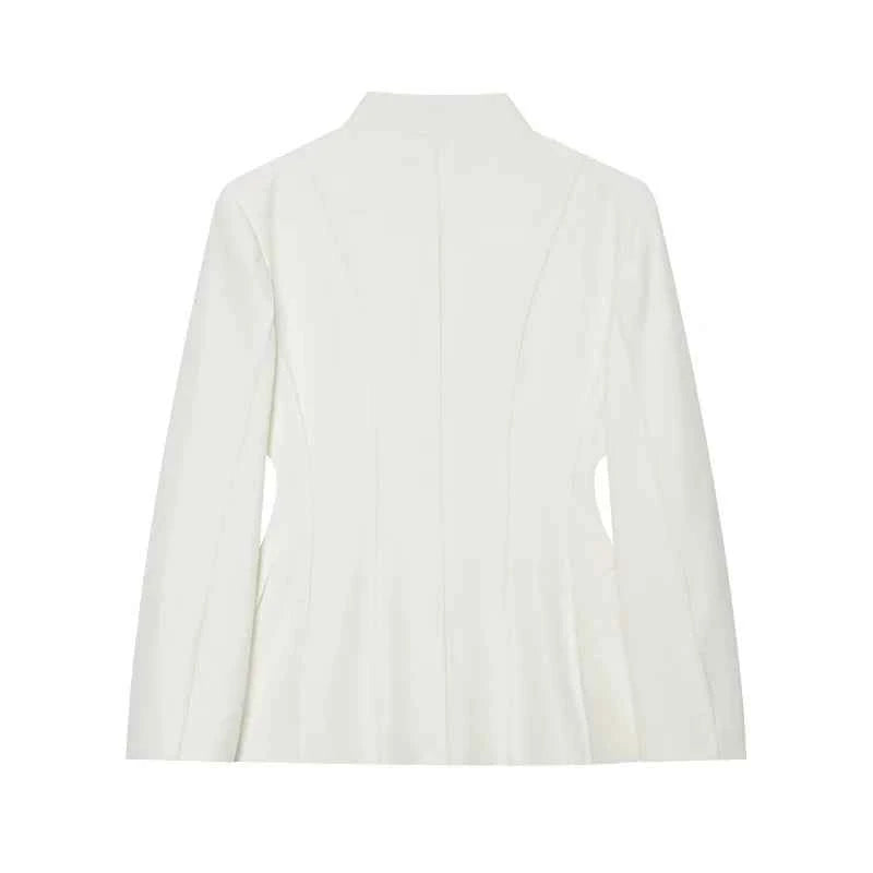 ETJ 2025 women's new fashion design three-dimensional cut high collar slim suit jacket & matching casual trousers