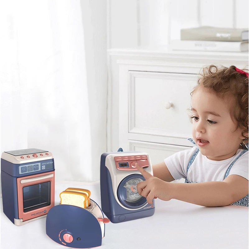 Kids Kitchen Toy Set Mini Simulation Household Appliances Toys for Children Pretend Play House Interactive Toys for Girls Boys