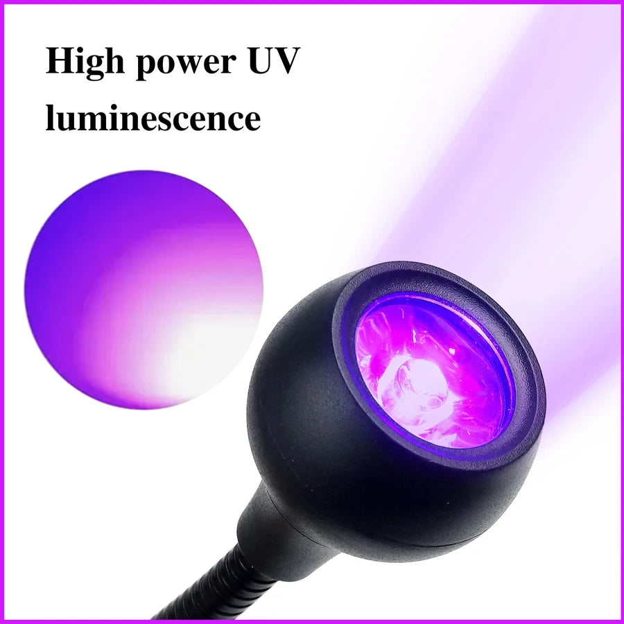 3W UV Nail Lamp 395nm LED Clip-on Flexible 360° USB Portable Desk Light Manicure Salon Dryer Curing for Gel Nails Resin Art Gift