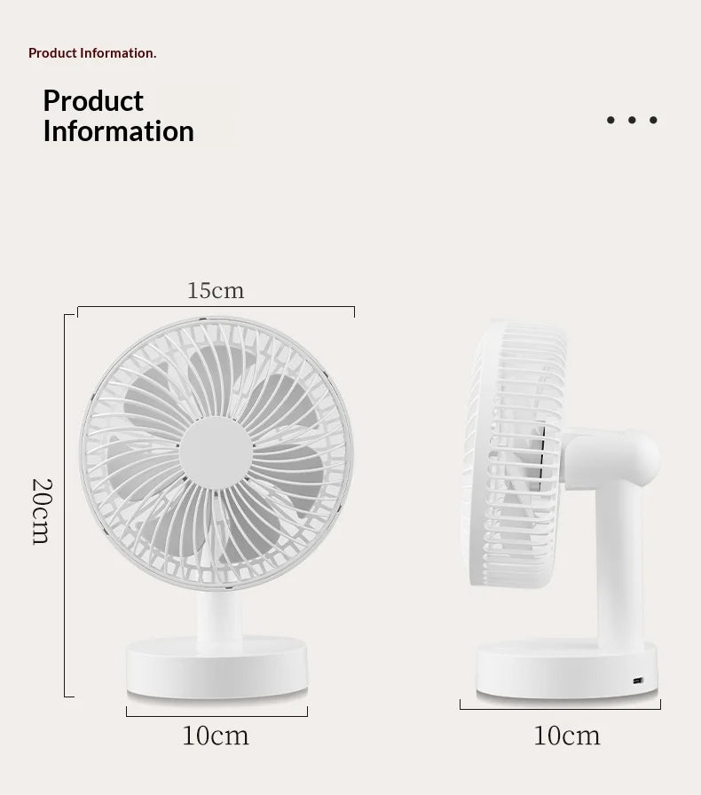 USB PLUG-IN Small Fan Office Desk Electric Fan USB 6-Inch  Desktop Bedside Fan with Long Battery Life