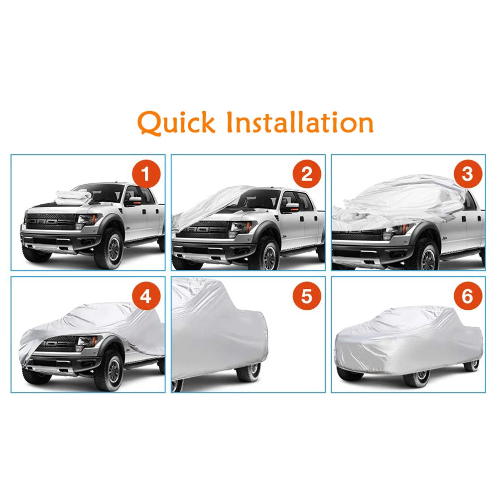 Truck Cover All Season Car Cover for Pickup Truck Against Dust Windproof UV Protection Car Cover w/ Fluorescent Reflective Strip
