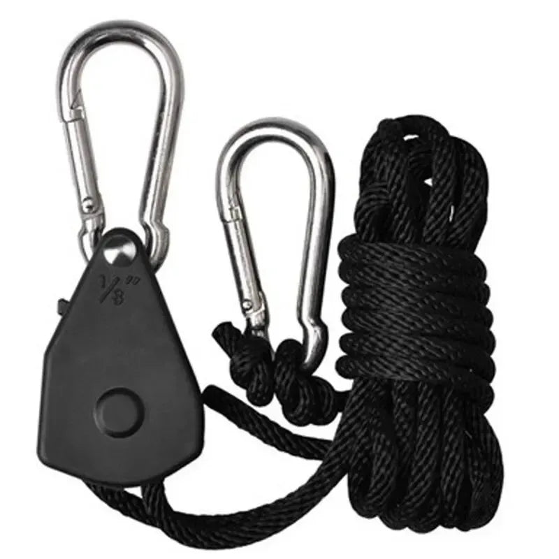 5m Adjustable 8 1 Inch Hanging Rope for Outdoor Camping Plant Growing Light Rope Ratchet Hanger Pulley Lifting Pulley Hook