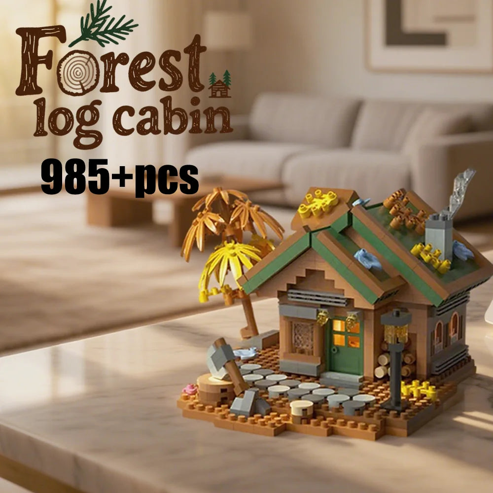 Creative street view building model building blocks forest tree house puzzle windmill tree house decoration toys