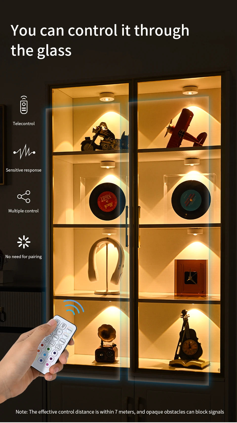 RGB White Led Night Light with IR Remote Control Rechargeable Lamp Wireless Under Cabinet Lights Spotlight for Display Closet