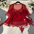 Summer Girls Sexy Hot Sweet Transparent Suspender Mini Dress Women Elastic Waist And Backless Strap Lolita Pajamas Bubble Skirt