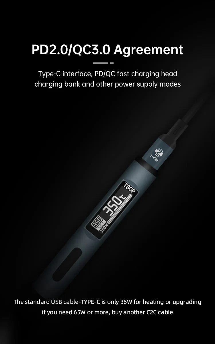 ALIENTEK T80/T80P Soldering Iron Adjustable Temperature 100W Fast Heat Portable Digital Smart Electric Welding Station Kit C245