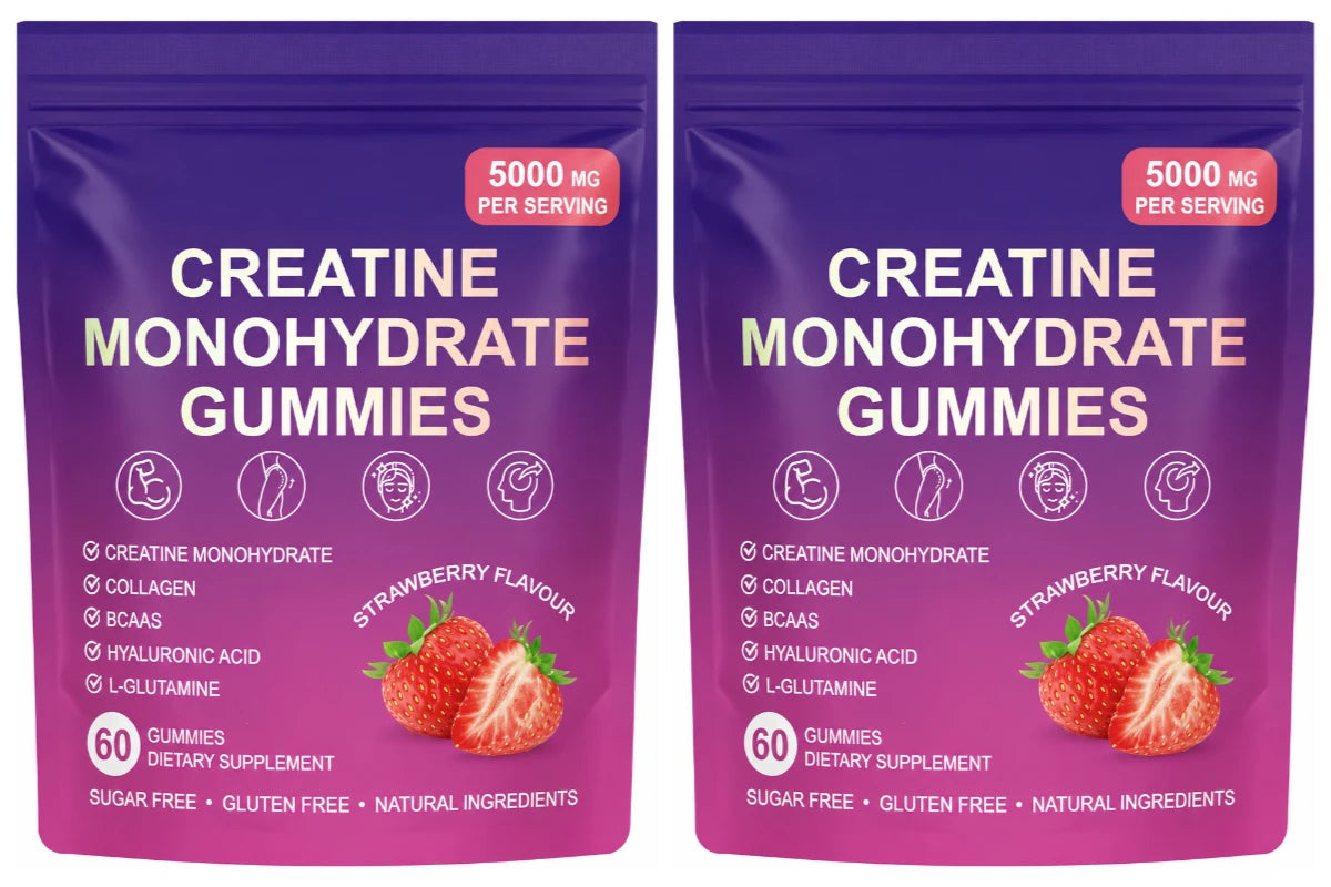 2bags Package Creatine Gummy Supplement With BCAA, Collagen & Vitamin D3