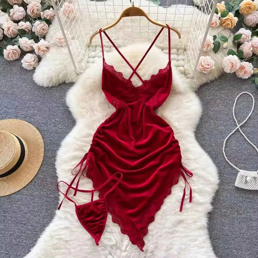 Girls Sexy Cute Japanese JK Uniform  Mini Checkered Strap Skirt Off Shoulder High Waist Elastic Cosplay Dress Hot Sweet Pajama
