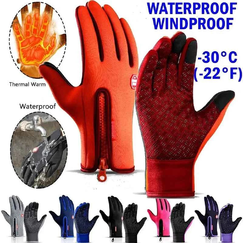 Winter Warm Gloves Men Women Touchscreen Waterproof Cycle Gloves Male Outdoor Sports Plus Velvet Motorcycle Running Ski Glove