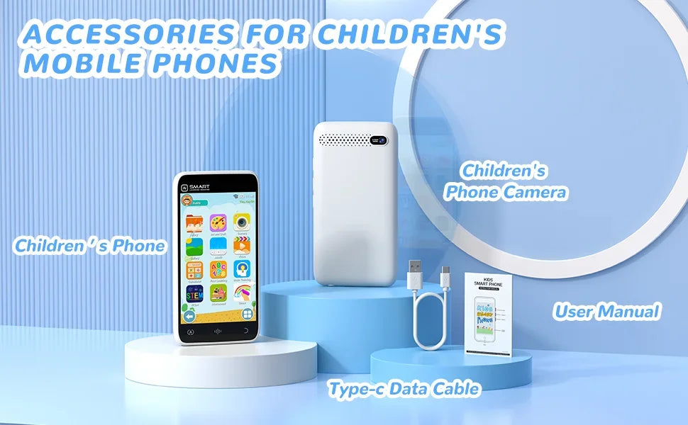 Kids Toys Smart Phone With 3.97" Touchscreen Dual Cameras 220+ Games Toddler Cell Phones Learning Toys for Children Festive Gift