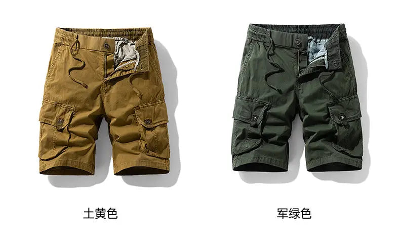 Men's Trendy Shorts - Summer Cotton-blend Breathable Multi-Pocket Outdoor Workwear Cargo Pants, Suitable for Hiking and Jogging