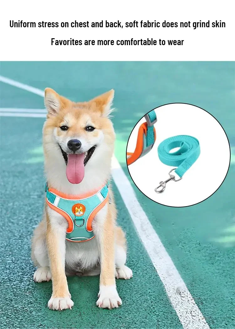 Adjustable No Pull Reflective Pet Harness Lead Walking Running Leashes Dog Cat Chest Strap Vest Leash