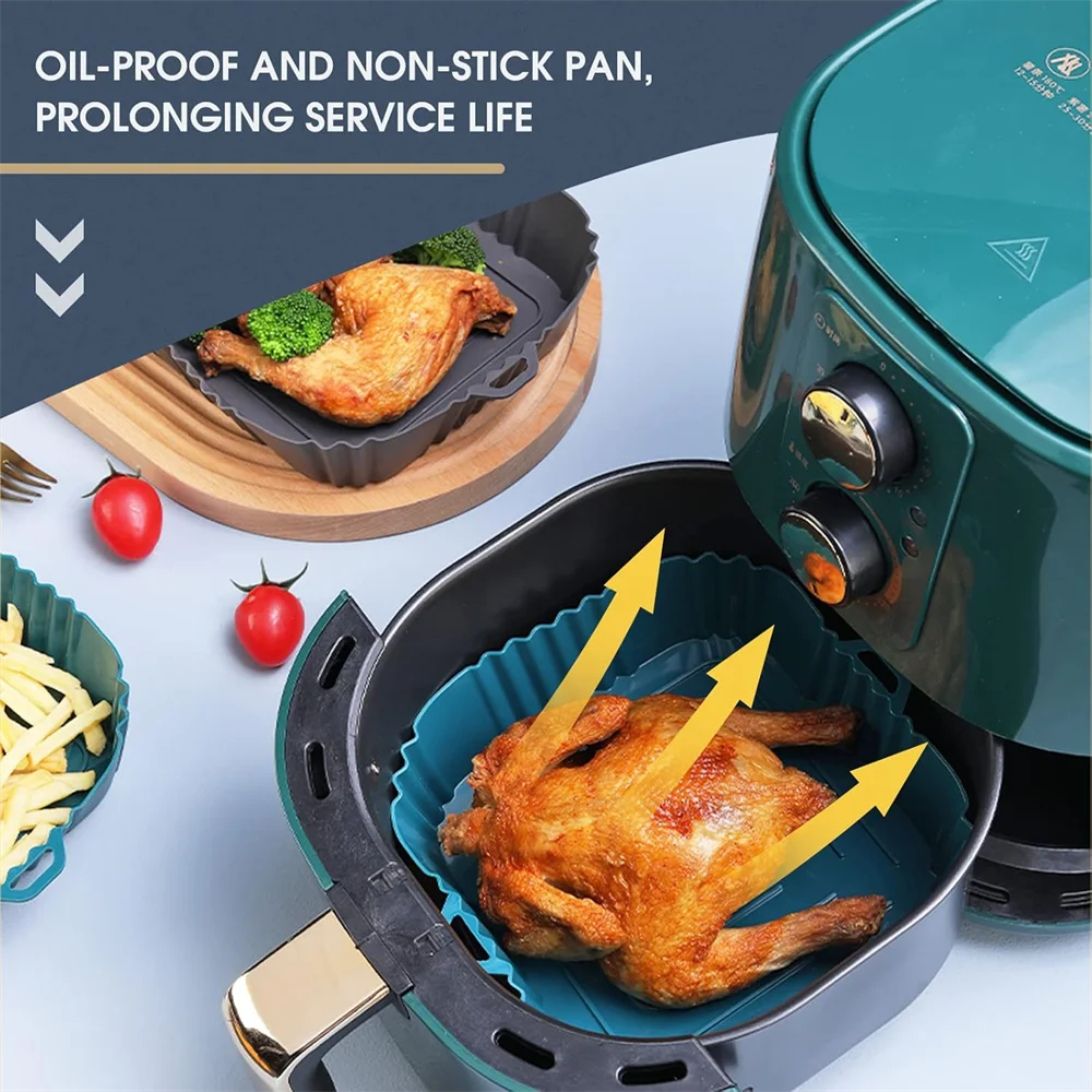 Silicone Air Fryer Liner, Reusable Air Fryer Pot, Silicone Air Fryer Accessories for Home Kitchen, Non-Stick Air Fryer Basket