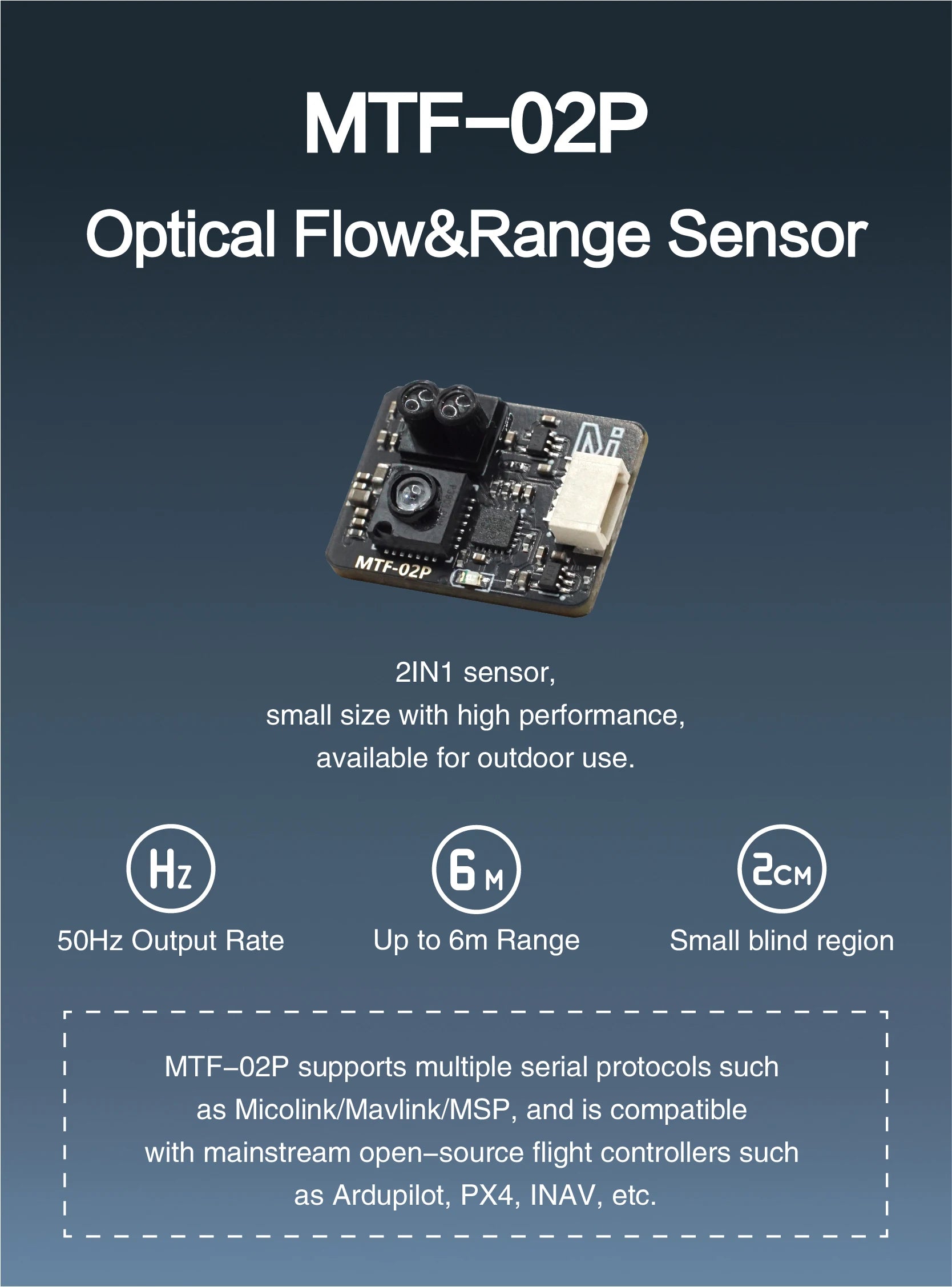 MicoAir MTF-02P AUTO/  MTF-02 AUTO Optical Flow & Range Sensor  Compatible AUTO