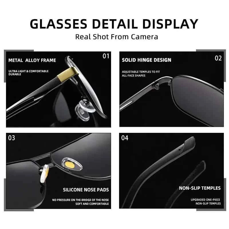 Sunglasses for Men Aviator Polarized UV Protection Military Style Metal Mirror Sun Glasses