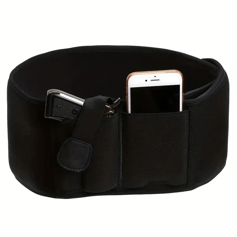 Portable Tactical Gun Holster Waist Belt Outdoor Hunting Hiking Concealed Carry Phone Bag Black Hidden Belly Defense Waist Belt